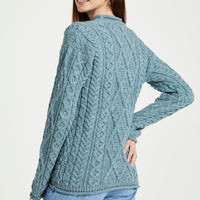 Aran - Roll Neck Heritage Sweater - Blue