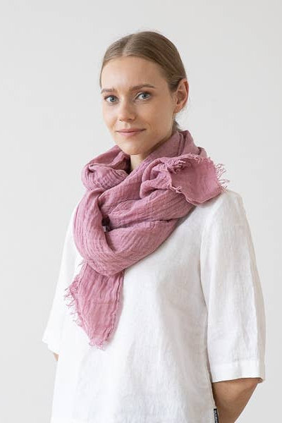 Linen Fringe Shawl - Mauve