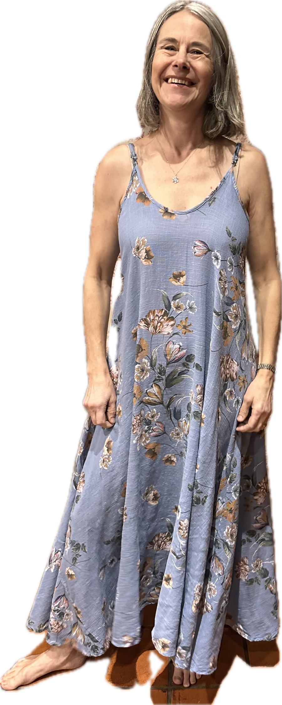 Cotton - Floral Dress - Blue Print