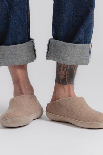 Glerups Unisex Slippers - Leather Soles - Sand