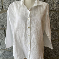 Cut Loose - Linen Hi-Low Crop Shirt - White
