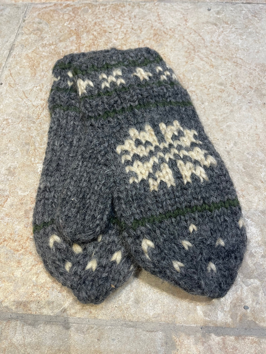 Canadian made Mitts - Snowflake grey