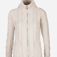 Aran - Shaped Zipper Cardi - Cream