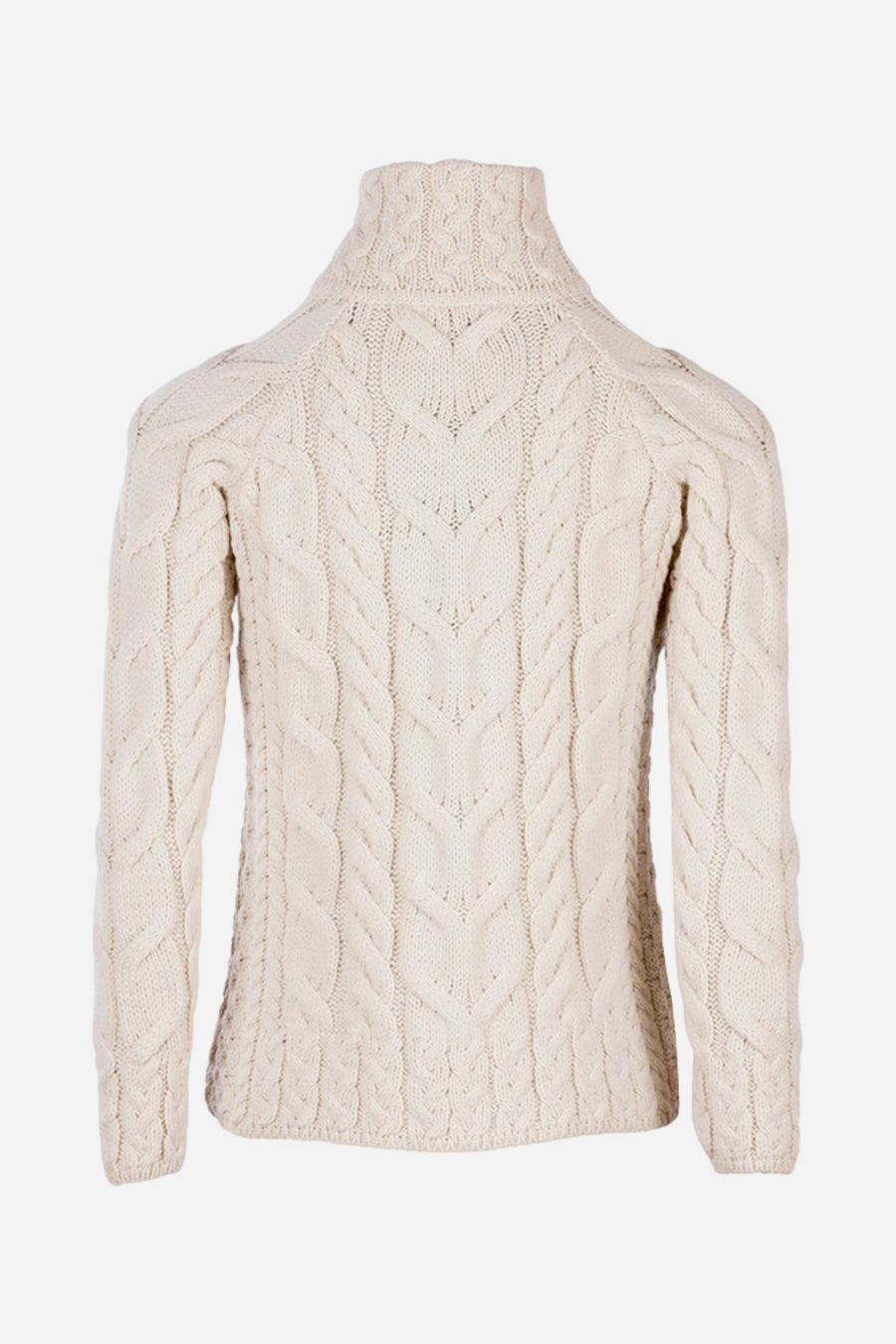 Aran - Shaped Zipper Cardi - Cream