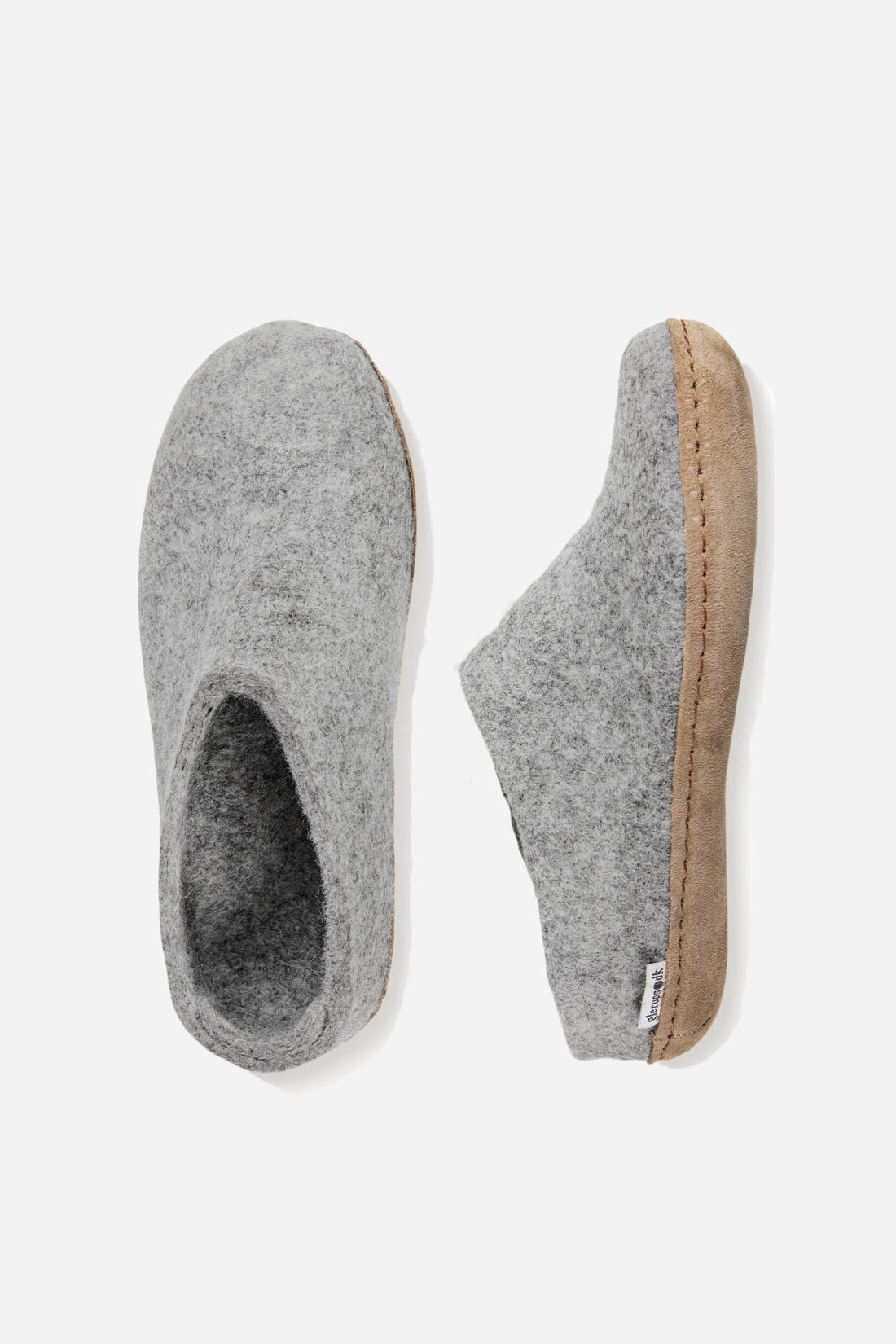 Glerups Unisex Slippers - Leather Soles - Grey