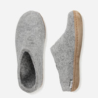 Glerups Unisex Slippers - Leather Soles - Grey