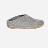 Glerups Unisex Slippers - Leather Soles - Grey