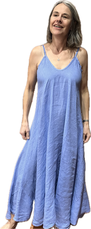 Linen - Bias Dress - Blue