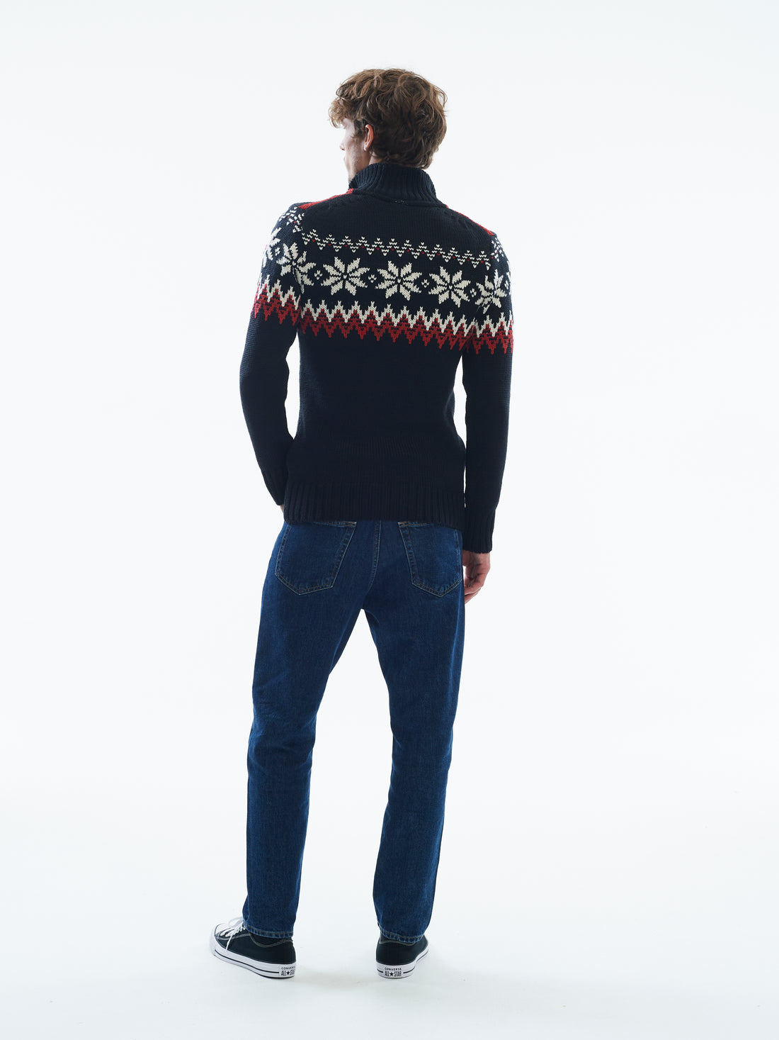 Dale of Norway - Myking Men's Sweater - Black/Raspberry from behind