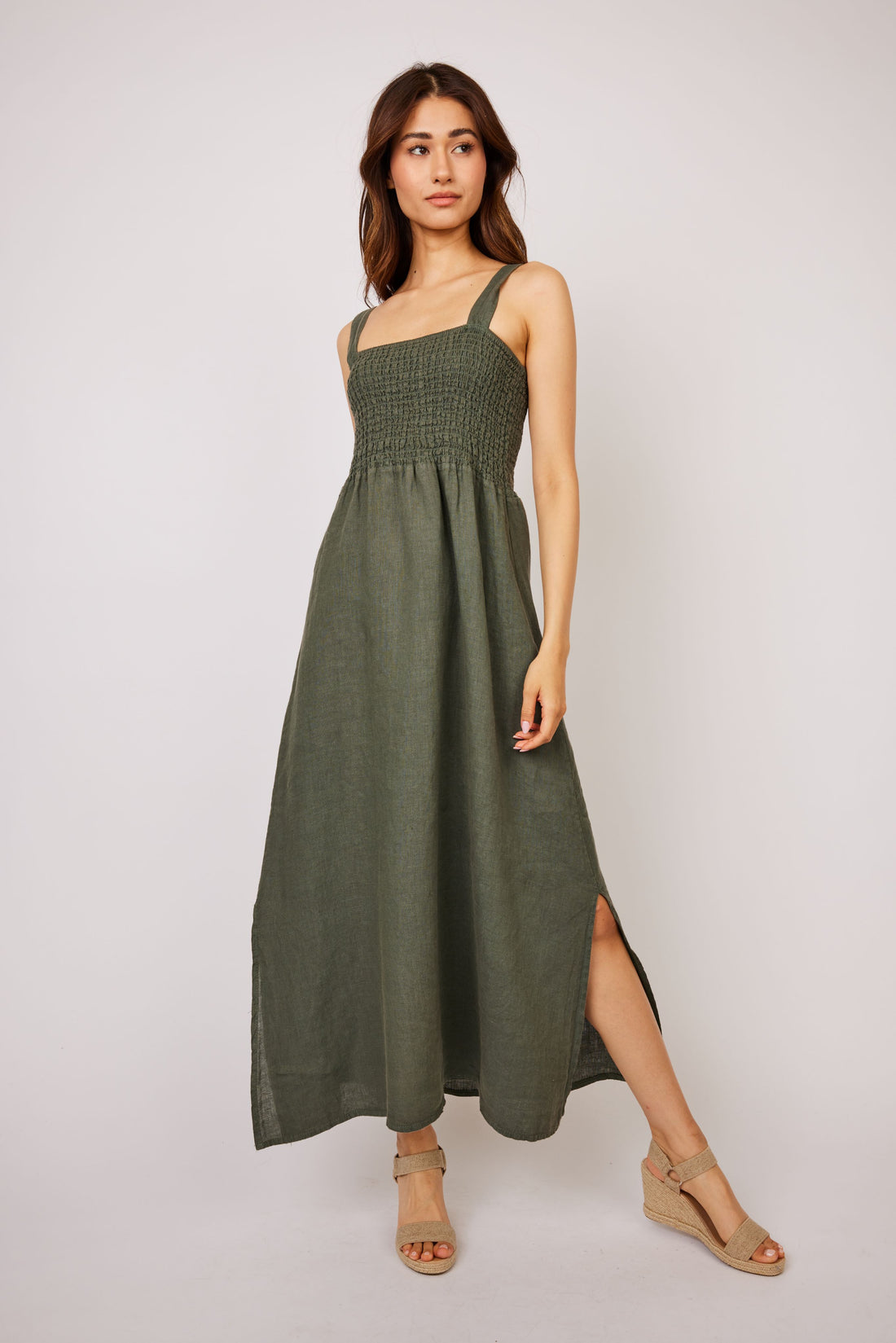 Pistache Long Linen Dress 