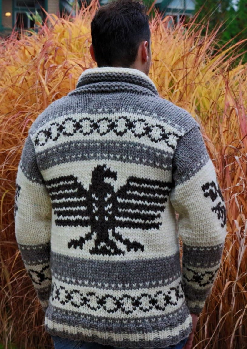 Cowichan Sweater - Eagle - AVAILABLE IN 8 SIZES